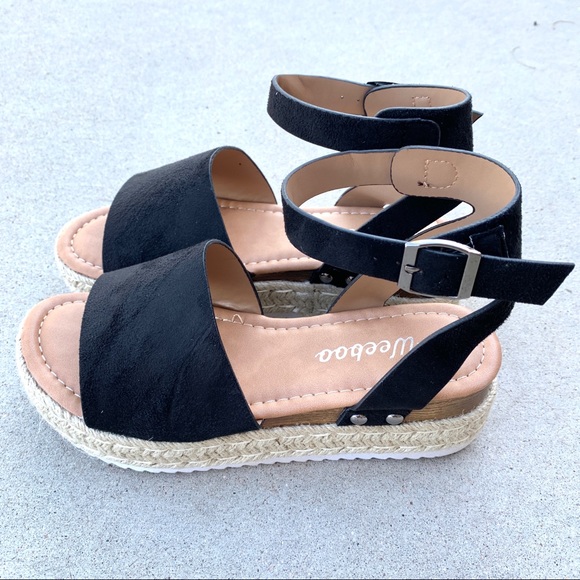 Black Espadrille Ankle Strap Platform Sandal - Picture 6 of 8